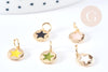 Pendentif rond étoile émail coloré laiton doré 18K 10mm,x1 (G8581)