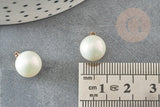 Pendentif rond imitation perle laiton doré 18K 13.5mm,pendentif platique perle eau douce bijou, x1 G9366
