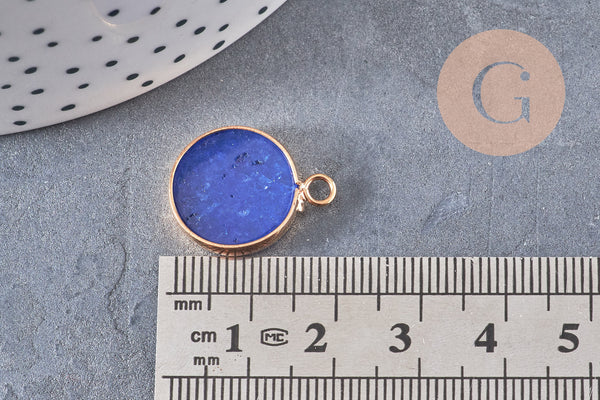 Pendentif rond jade bleu, naturel,pendentif rond,20.5mm, x1 G2173