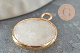 Pendentif rond jade naturel blanc 20mm, pendentif pierre, x1 G3097