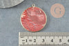 Pendentif rond jaspe rouge,creation bijou,pierre jaspe naturel,32mm, x1 G3081