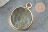 Pendentif rond labradorite laiton doré 20mm, labradorite naturelle, x1 G6304