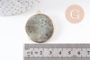 Pendentif rond labradorite naturel laiton doré 35mm, x1 (G10110)