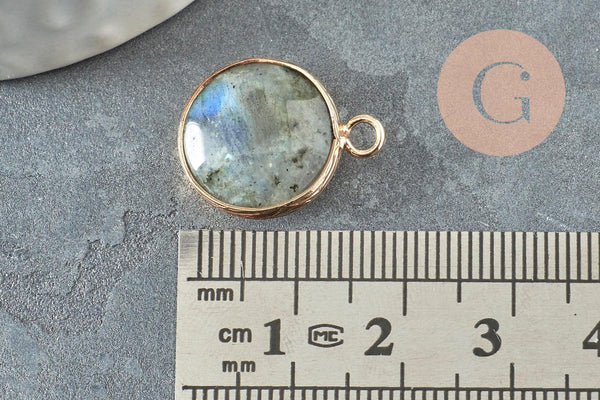 Pendentif rond labradorite naturelle 20mm,pendentif pierre naturelle pour création de bijoux, x1 - G1013