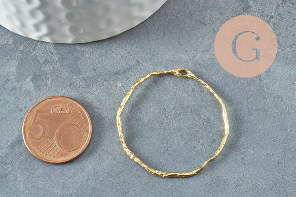 Pendentif rond laiton brut 35mm, fournitures pour bijoux, breloque laiton brut, X2 (G1905)