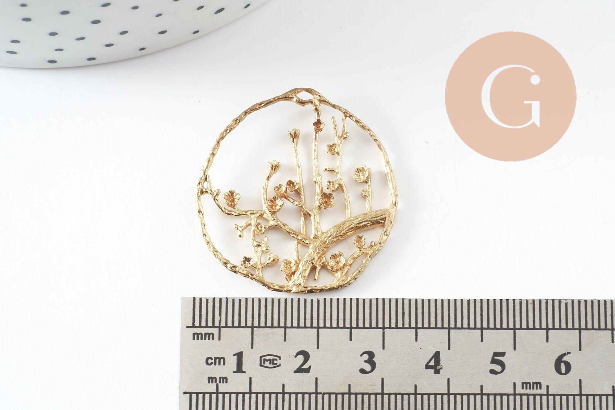 Pendentif rond laiton brut, breloque laiton brut, bijou laiton,pendentif laiton brut,32mm, x2 (G1907)