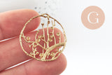 Pendentif rond laiton brut, breloque laiton brut, bijou laiton,pendentif laiton brut,32mm, x2 (G1907)