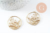 Pendentif rond laiton brut, breloque laiton brut, bijou laiton,pendentif laiton brut,32mm, x2 (G1907)