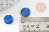 Pendentif rond laiton brut émail bleu, laiton doré, pendentif rond sequin, 10mm, x10 G8044
