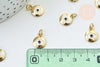 Pendentif rond laiton doré oeil protecteur émail blanc 12.5mm, Pendentif en métal doré pour la création de bijoux, x1 G5681