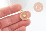 Pendentif rond lapis amazonite quartz rose 21.5mm, x1 (G3159)