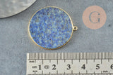 Pendentif rond lapis lazulis naturel laiton doré 32-34mm, x1 (G3642)