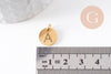 Pendentif rond lettre initiale acier doré sans nickel 12mm, x1 (G4786)