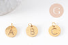 Pendentif rond lettre initiale acier doré sans nickel 12mm, x1 (G4786)