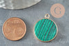 Pendentif rond malachite de synthèse,pendentif rond,26mm, x1 (G1933)