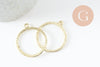 Pendentif rond martelé zamac doré 30.5mm pour résine, x1 (G10025)