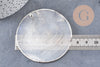 Pendentif rond nacre blanche argent, pendentif coquillage, coquillage blanc, coquillage naturel,création bijoux, 70mm, x1 (G1076)