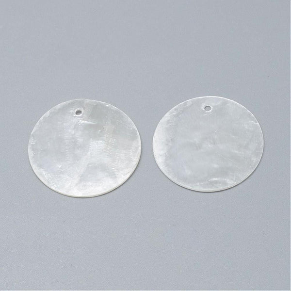 Pendentif rond nacre blanche, pendentif coquillage blanc, coquillage naturel,création bijoux, 30mm,lot 10-20-50- G0358