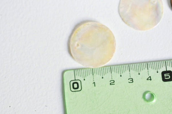 Pendentif rond nacre naturelle blanche irisé 25mm, x10 (G3010)