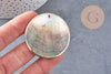 Pendentif rond nacre noire doré, pendentif coquillage, coquillage noir, coquillage naturel,45mm, x1 (G5413)