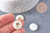 Pendentif rond nacre palmier, pendentif palmier,coquillage blanc naturel,16mm,1 trou, x 5 (G0833)