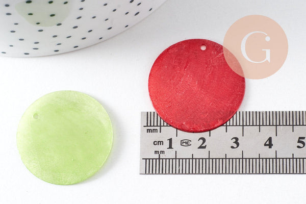 Pendentif rond nacre, pendentif coquillage, coquillage naturel,création bijoux, 30mm, x1 (G1053)