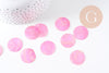 Pendentif rond nacre rose irisé 25mm, pendentif coquillage naturel rose , x10 (G3976)