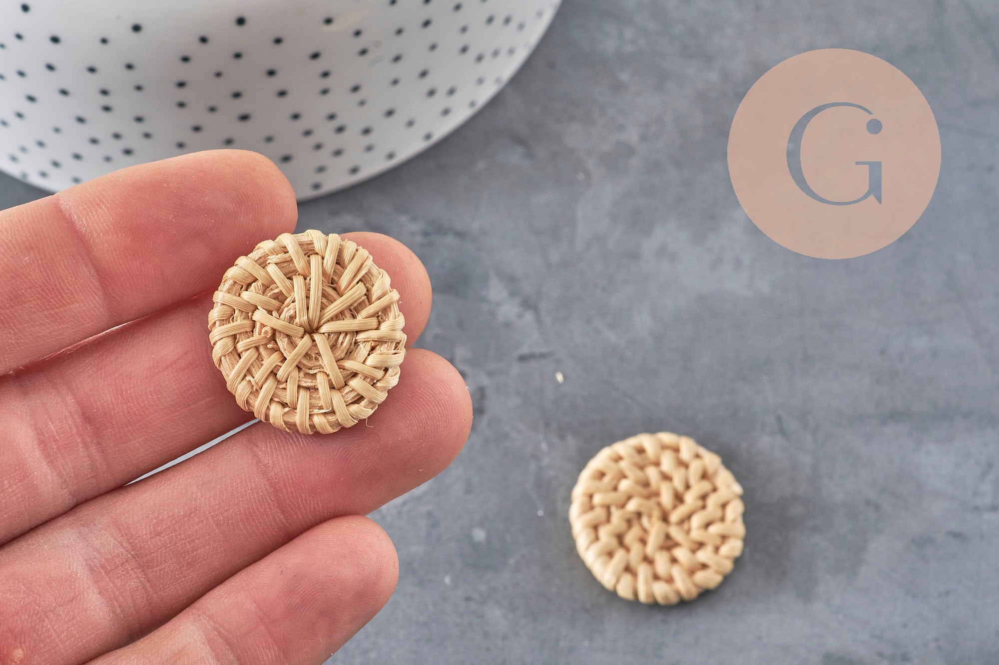 Colgante de mimbre trenzado natural, suministros creativos, cuenta de madera, cuenta de mimbre, cuentas geométricas, 19-25 mm, X2 G2439