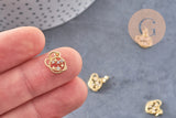 Pendentif rond planète et étoiles laiton doré 18K zircon, un pendentif doré avec cristaux pour création bijoux,10.5mm, x1 G5517