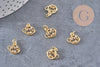Pendentif rond planète et étoiles laiton doré 18K zircon, un pendentif doré avec cristaux pour création bijoux,10.5mm, x1 G5517