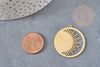 Pendentif rond soleil acier inoxydable doré 32mm, x1 (G6161)