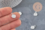 Round cabochon setting pendant, 201 stainless steel, silver-plated, 8mm, x1 (G11192)