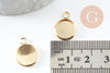 Pendentif rond support cabochon acier 304 inoxydable doré 10mm, x1 (G4122)