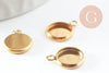Pendentif rond support cabochon acier 304 inoxydable doré ip 8mm, x2 (G4222)