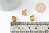 Pendentif rond support pour cabochon 6mm acier 304 inoxydable doré IP, x2 (G9860)