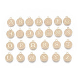 Pendentif rond zamac doré initiale émail beige 14mm, x1 (G3204)
