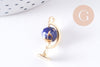 Pendentif rotatif globe terrestre monde émail bleu zamac doré 22mm, x1 (G4365)
