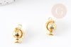 Pendentif rotatif globe terrestre zamac doré 18mm, pendentif mobile bijou voyage, x2 (G5239)