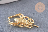 Pendentif scarabée laiton brut breloque laiton brut 24mm, bijou laiton insecte, création bijoux,pendentif laiton brut, x2 (G7435)