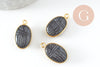 Pendentif scarabée onyx noire naturel argent 925 doré 18K 20mm, création bijou talisman en pierre x1 G9441