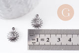 Pendentif soleil acier inoxydable 304 platine 14.5mm, x1 (G10056)