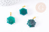 Pendentif soleil agate verte support doré, pendentif pierre agate naturelle verte, 23mm, x1, G5523