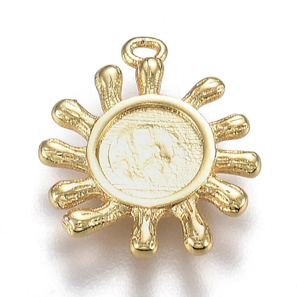 Pendentif soleil laiton doré 18k 16.5, pendentif en cristal pour création bijoux porte bonheur pour femme, x1 (G6238)
