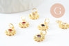 Pendentif soleil laiton doré 18k zircon, pendentif en cristal pour création bijoux porte bonheur pour femme en zircon,12.5mm, x1 (G6195)