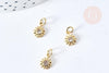 Pendentif soleil laiton doré zircon, pendentif en cristal pour création bijoux porte bonheur pour femme en zircon,10mm, x1 (G4742)