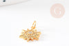 Pendentif soleil laiton doré zircon, pendentif en cristal pour création bijoux porte bonheur pour femme en zircon,14mm, x1 G4266