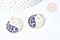 Pendentif soleil lune étoiles bleu zamac doré zircon 27.7mm, x1 (G8088)