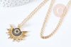Pendentif soleil oeil protecteur chance zamac doré zircon 18K 13-30mm,Pendentif doré porte-bonheur x1 G7690
