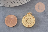 Pendentif soleil zodiaque doré 18K et zircons 21mm, x1 (G4063)