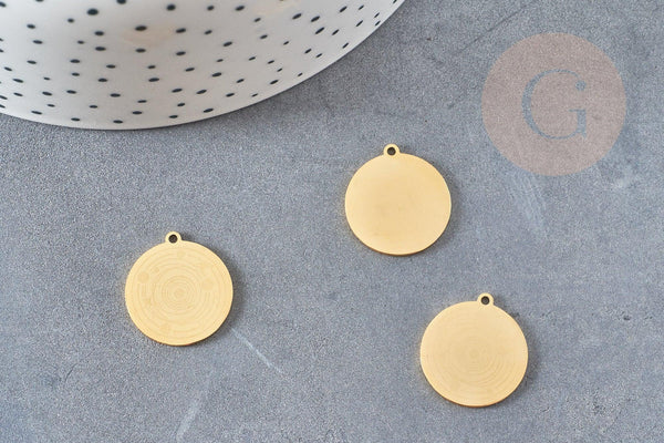 Pendentif système solaire acier 201 inoxydable dore 19.5mm, x1 (G6127)